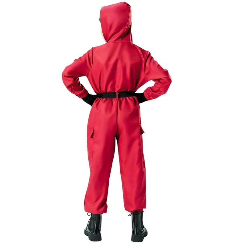 Kinderkostuum soldaat – Rode jumpsuit met handschoenen en riem