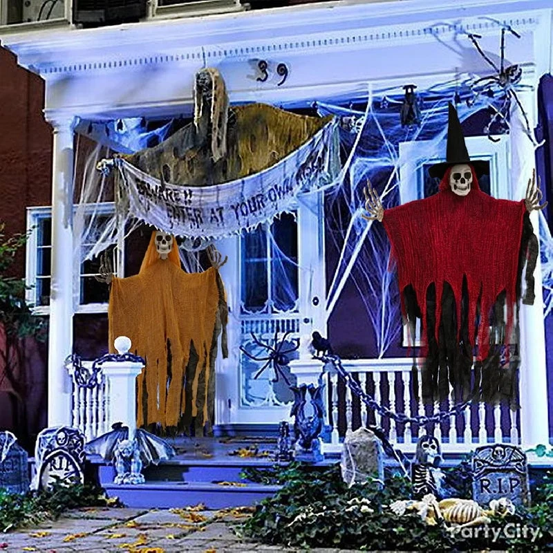 Hangdecoratie spook – Twee figuren van 116 cm met wapperende gewaden