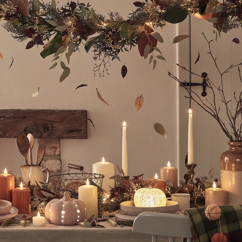 Pompoenlamp van glas – Warm wit LED-licht met timer van zes uur