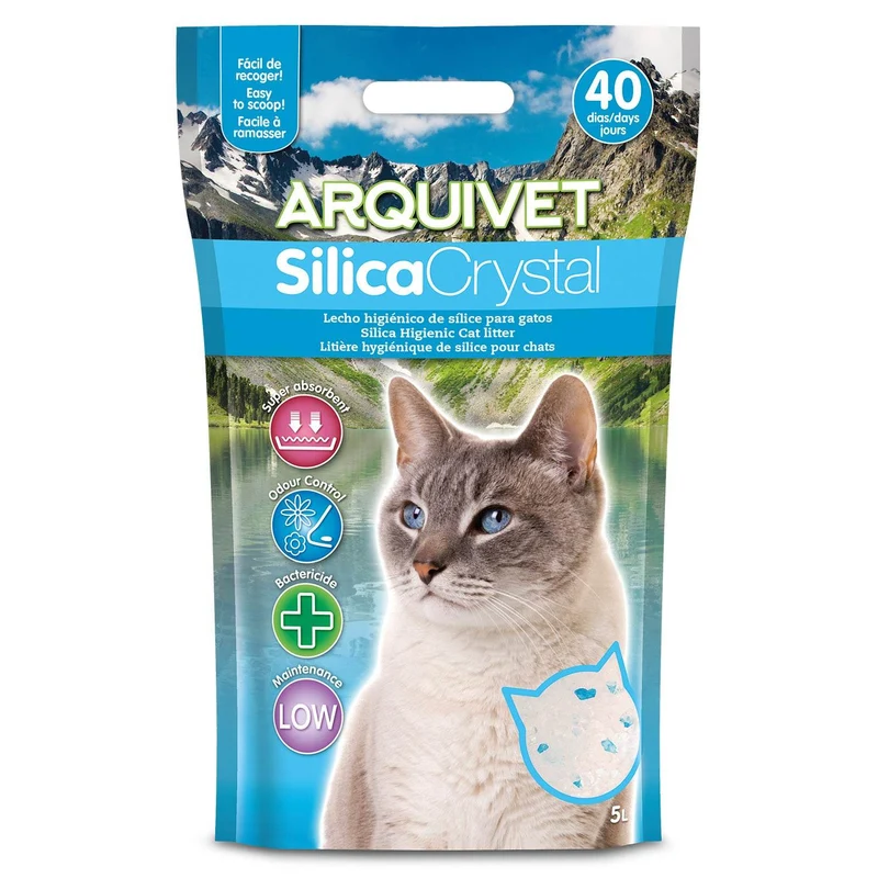 Lecho higiénico de arena de sílice para gatos