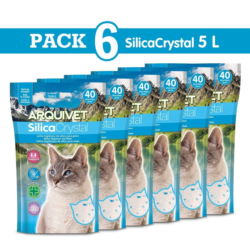 Lecho higiénico de arena de sílice para gatos
