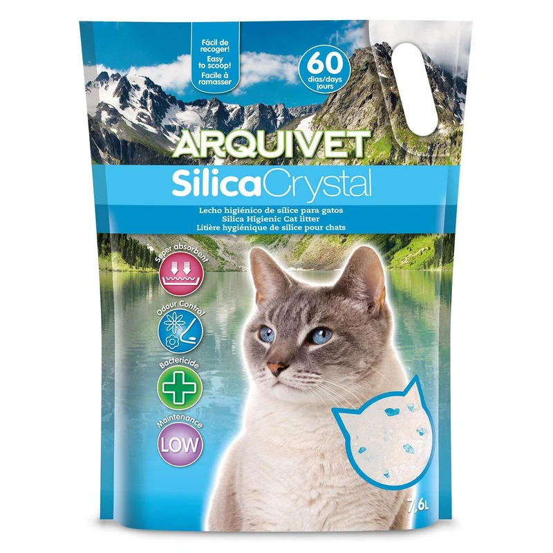 Lecho higiénico de arena de sílice para gatos