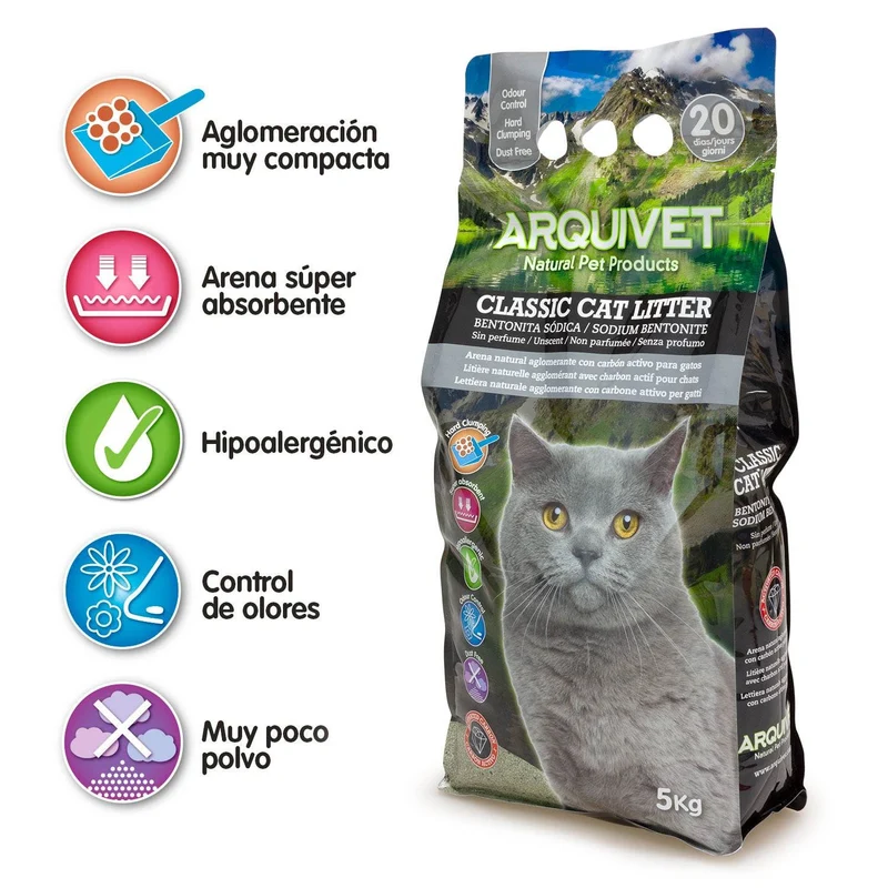 Classic Cat Litter - Arena de bentonita sódica con carbón activo