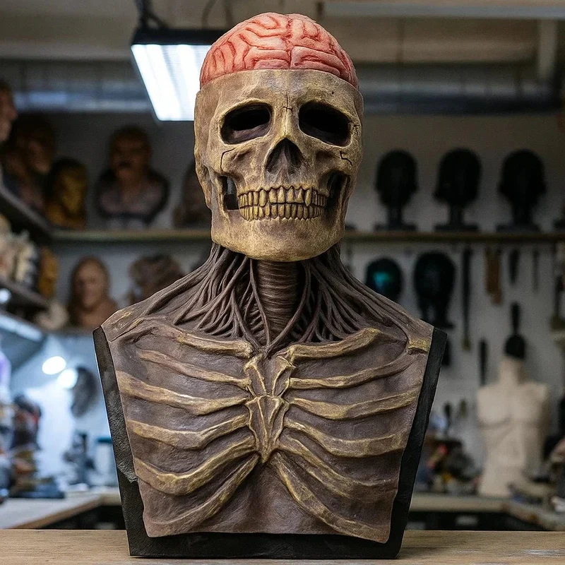 Halloweenmasker – Schedelontwerp in latex met bijpassende hoed