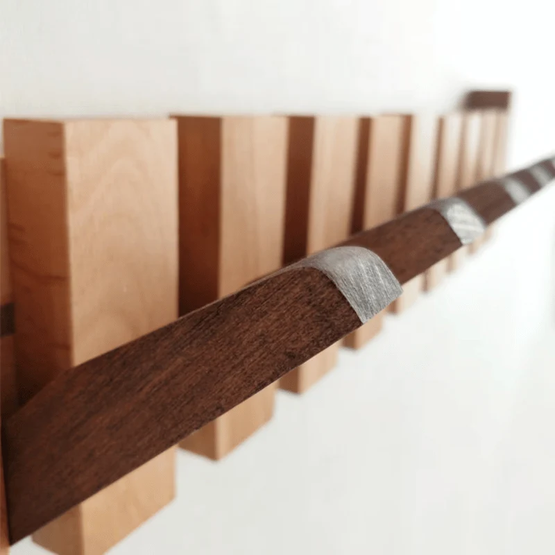 Wandkapstok met intrekbare haken – Massief hout van 31 tot 75 cm breed