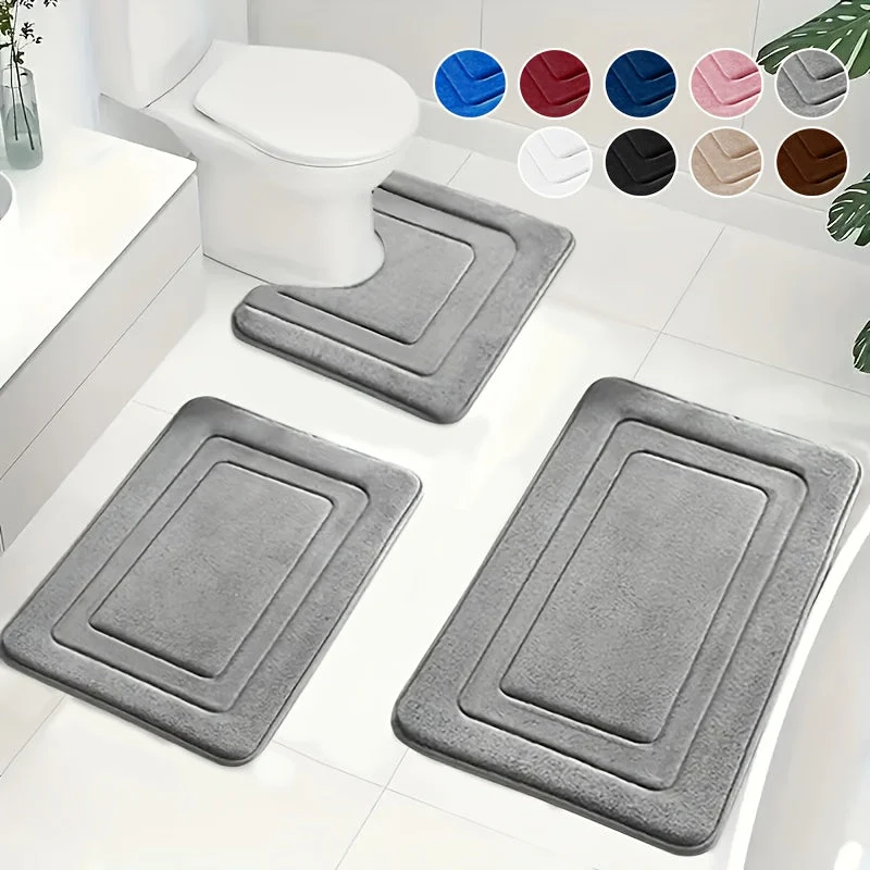 Badmattenset van memory foam – Drie delen met absorberende toplaag