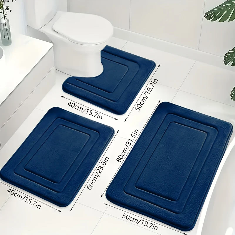 Badmattenset van memory foam – Drie delen met absorberende toplaag
