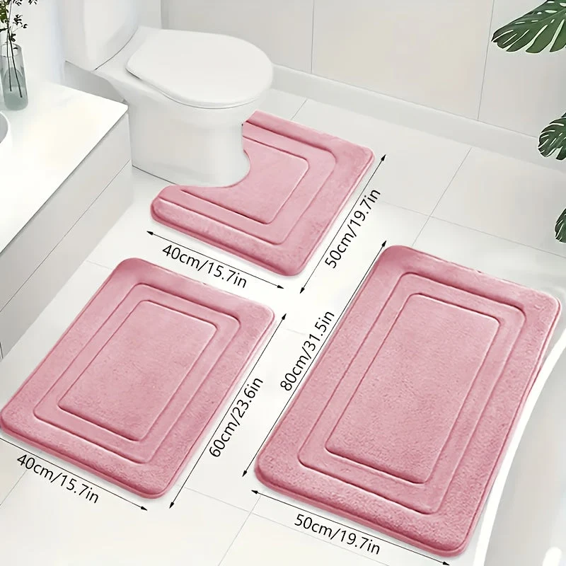 Badmattenset van memory foam – Drie delen met absorberende toplaag
