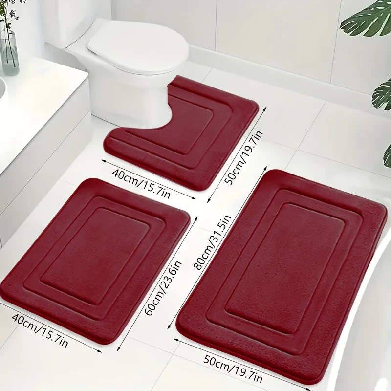 Badmattenset van memory foam – Drie delen met absorberende toplaag