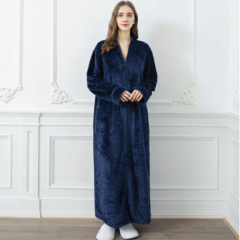 Badjas van flanel – Extra lang model met rits en ruime pasvorm