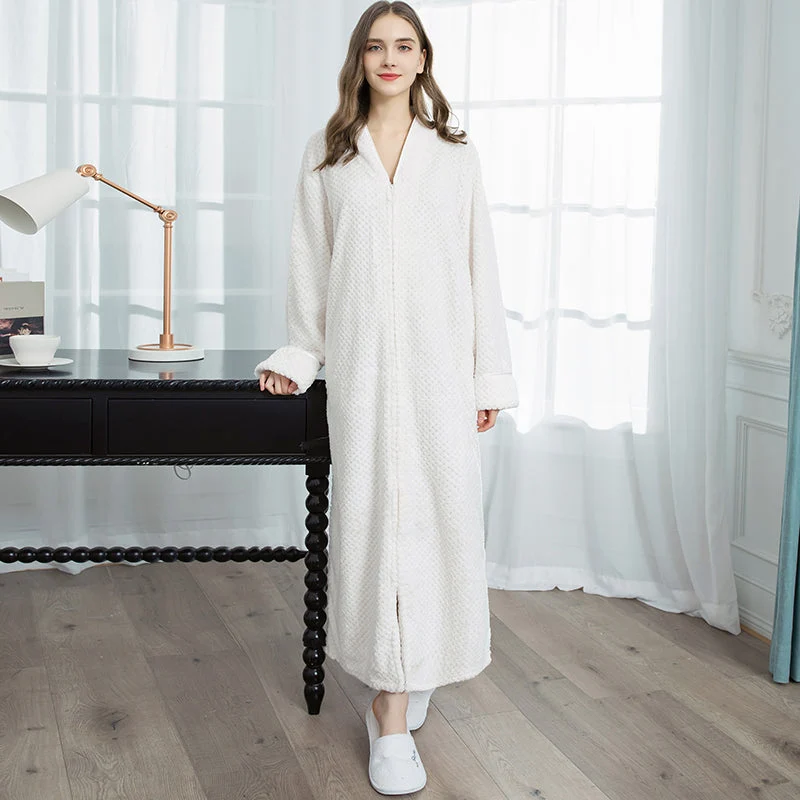 Badjas van flanel – Extra lang model met rits en ruime pasvorm