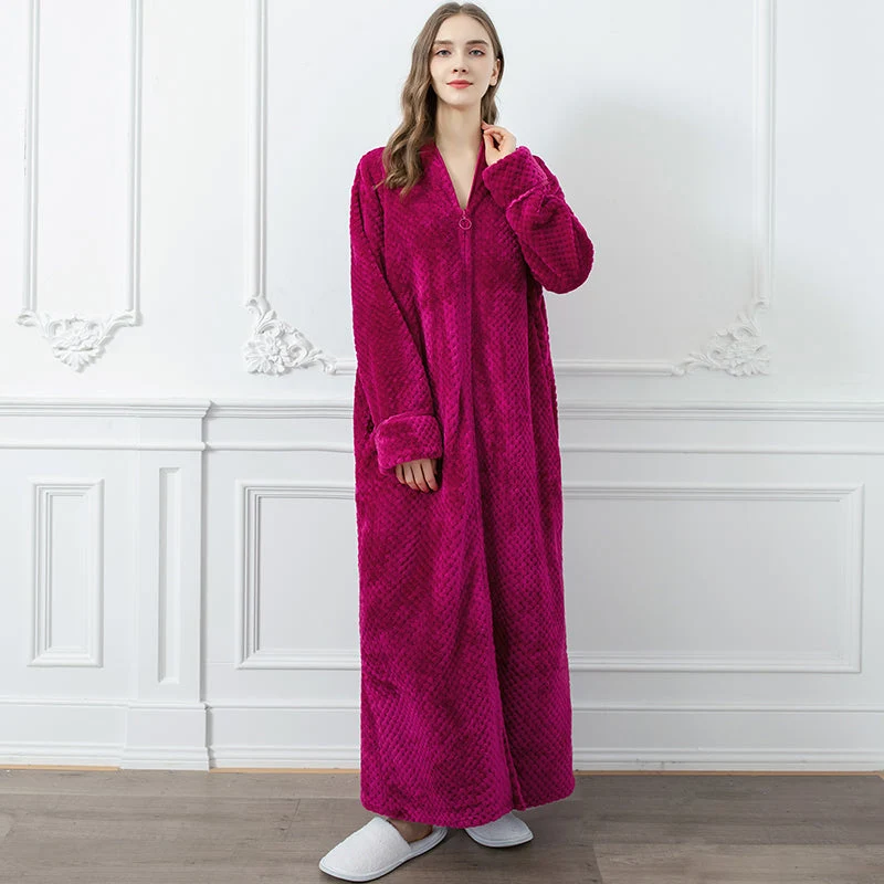 Badjas van flanel – Extra lang model met rits en ruime pasvorm