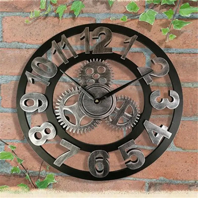 Wandklok industrieel – Tandwielontwerp in MDF met nauwkeurig kwartsuurwerk