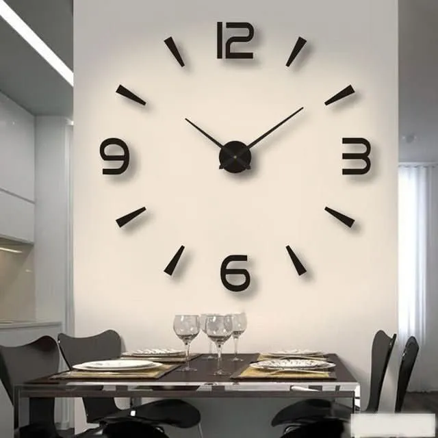 Wandklok 3D – Acrylcijfers in drie maten met stil kwartsuurwerk