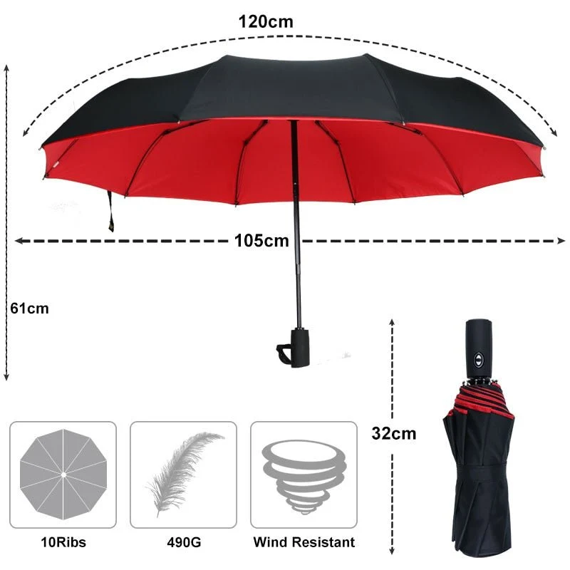 Stormparaplu – Versterkt frame, 110 cm doorsnede en automatische opening