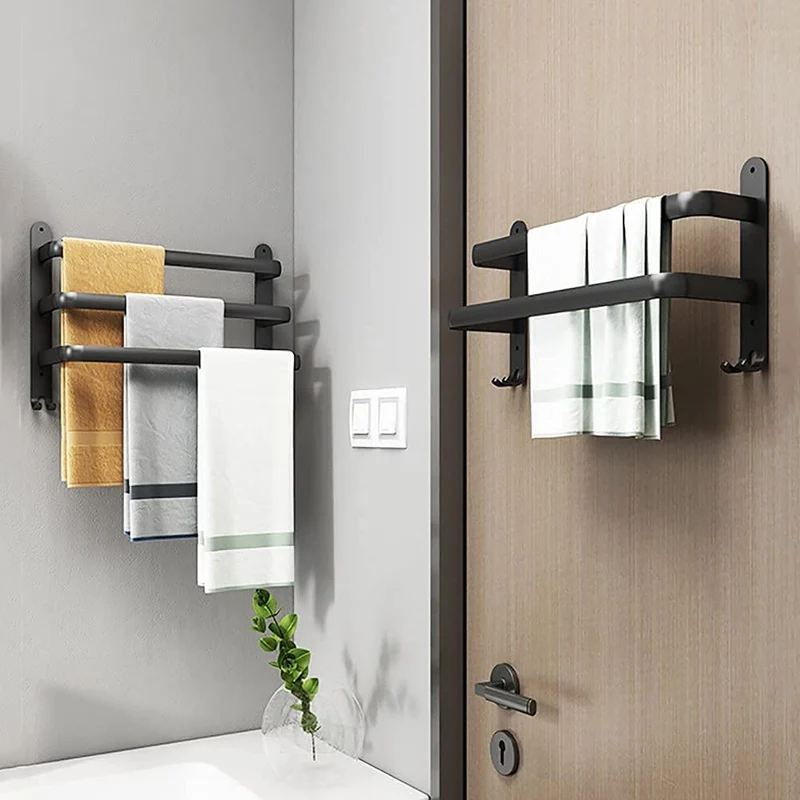 Handdoekenrek – Aluminium wandmodel met twee of drie stangen, 40 of 60 cm