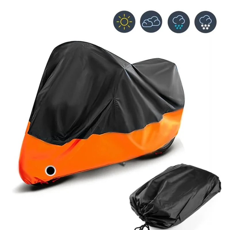 Motorhoes waterdicht – Zilvergecoat weefsel met slotgat en reflectiestrepen