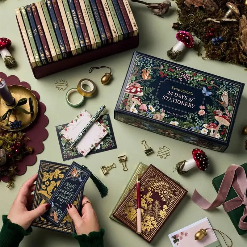 Adventskalender schrijfwaren – 24 deurtjes met notitieboek en pennen
