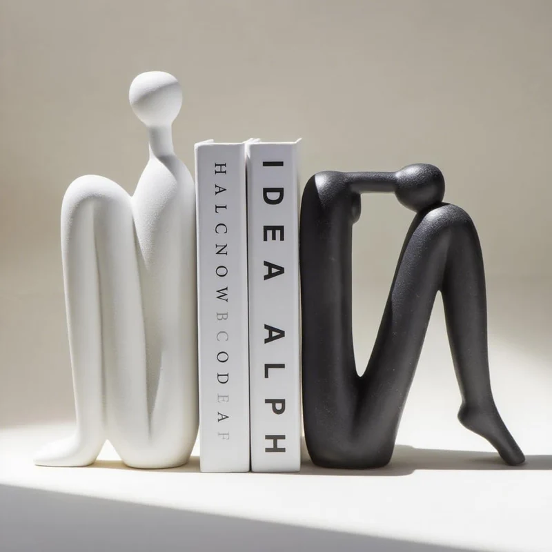 Boekensteunen sculpturaal – Zwaar porselein met antislip onderkant
