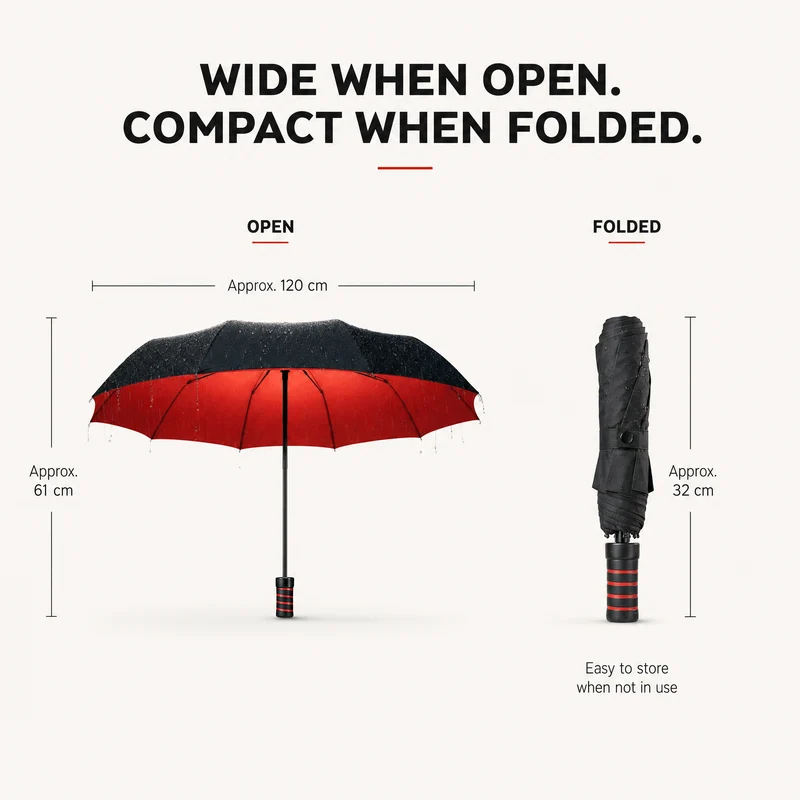 Stormparaplu – Windbestendig, Compact & Ergonomisch Handvat 110 cm