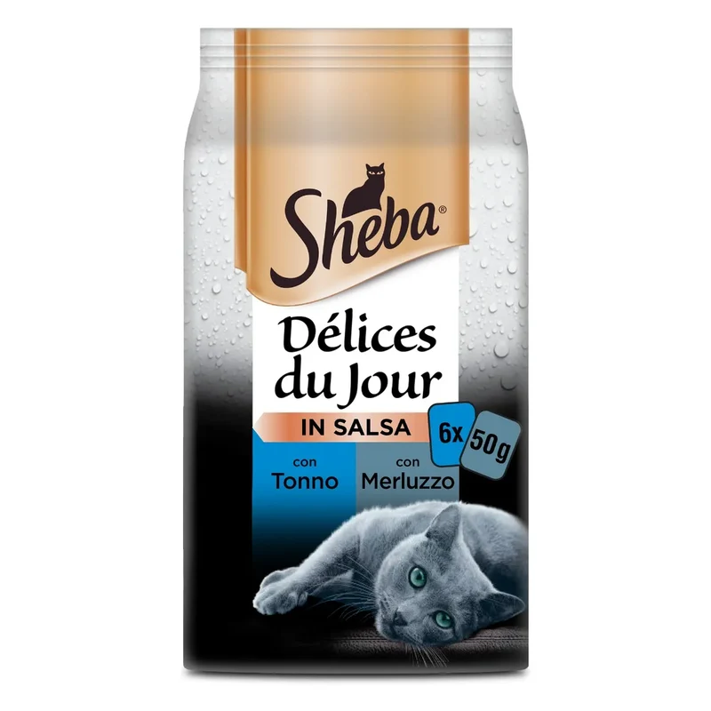 Sheba Délices Du Jour in Salsa Tonno e Merluzzo Busta Multipack 6x50G