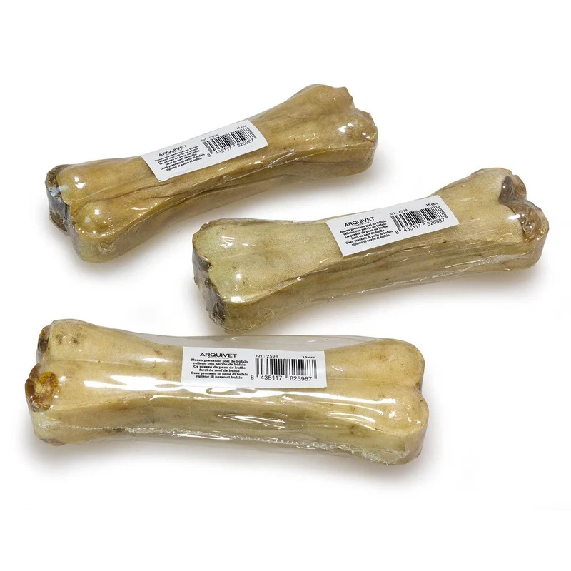 Hueso prensado piel de búfalo relleno con nervio de búfalo (retractilado)