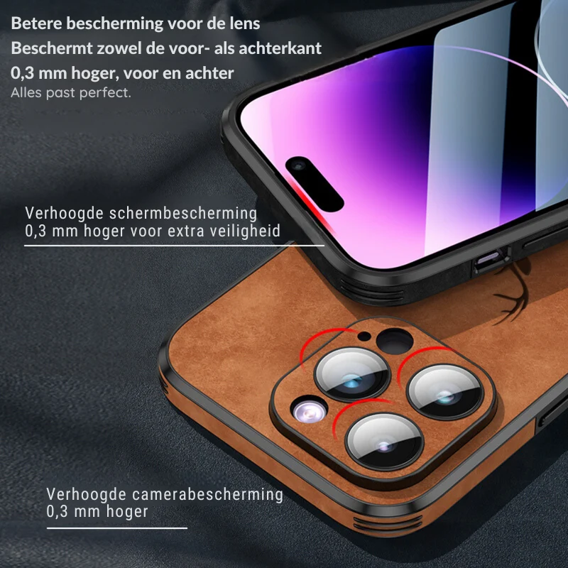 Luxvera – iPhone-hoes echt leer slank & schokbestendig – stijlvol design