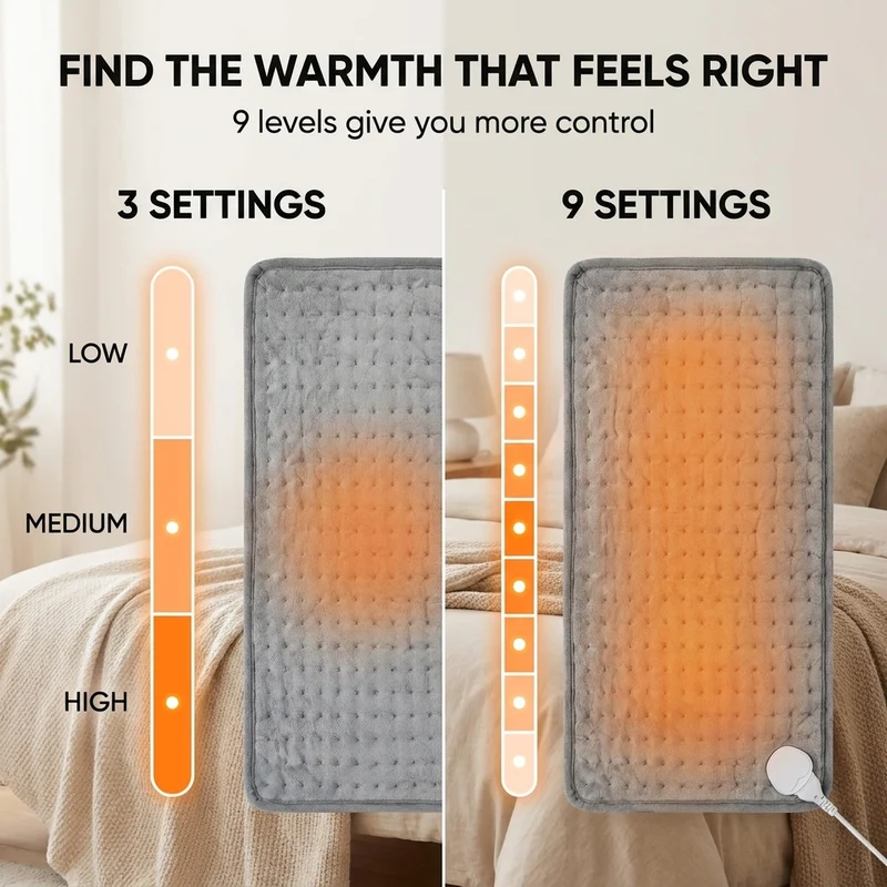 Verwarmingskussen 30x60 cm – negen temperatuurstanden en timer