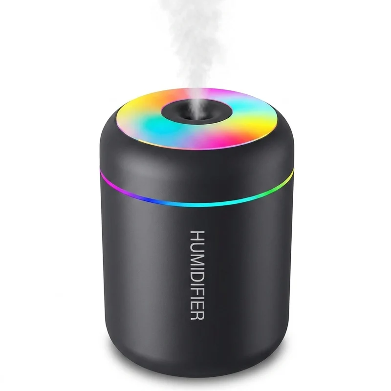 Mini luchtbevochtiger 180 ml – USB, geurfunctie en sfeerlicht