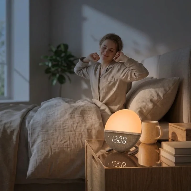 Digitale wekker – zonsopgang en kleurveranderend nachtlicht
