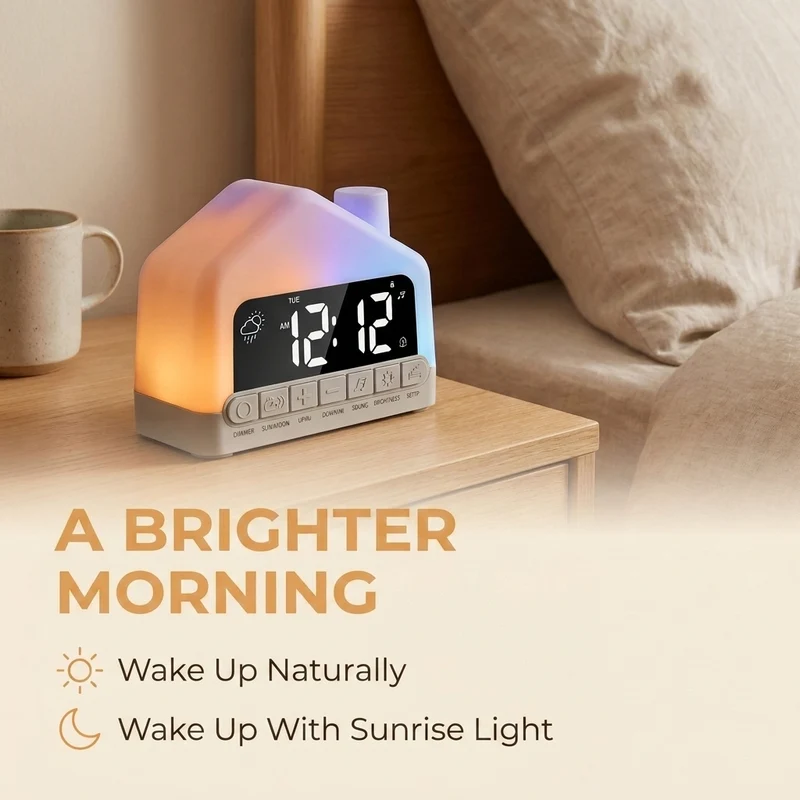 Wake-uplicht wekker – zonsopgang in 12 kleuren en natuurgeluiden