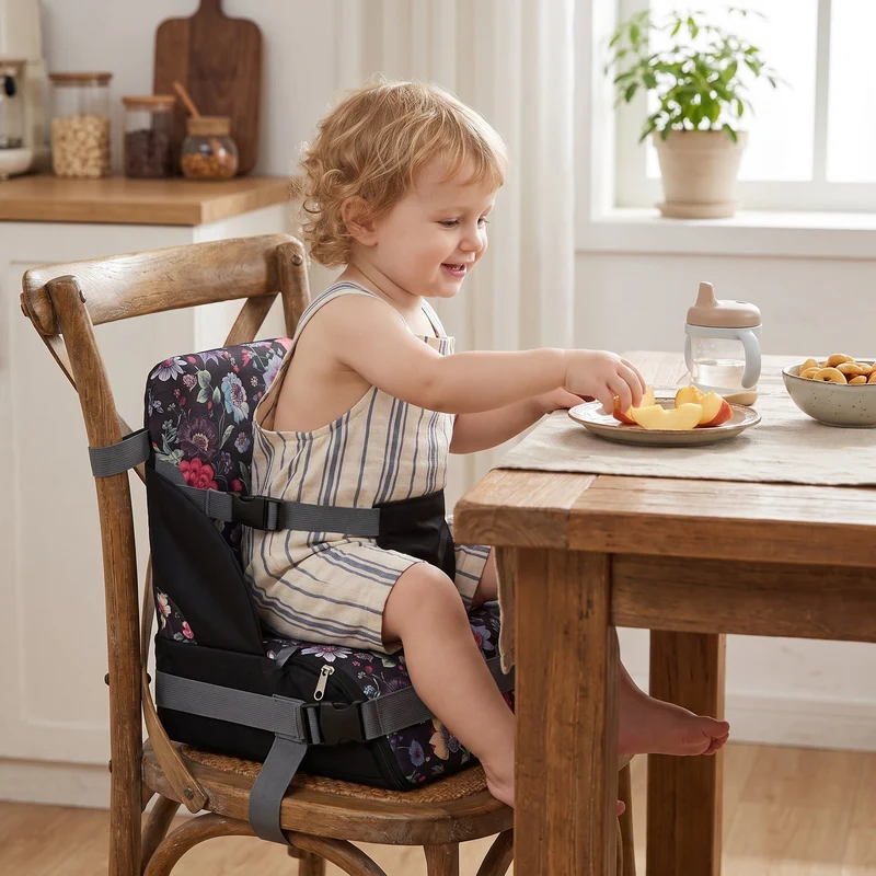 Stoelverhoger baby – Opvouwbaar eetzitje met harnas voor aan tafel