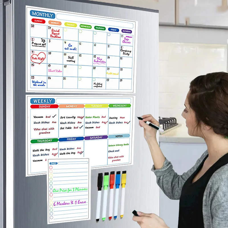 Magnetische Whiteboard Kalender – Maand- & Weekplanner