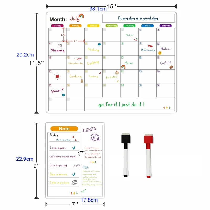 Magnetische Kalender – Uitwisbaar Whiteboard voor Koelkast