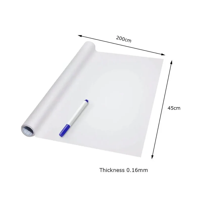 Whiteboard Sticker – Zelfklevend, Uitwisbaar & 45 × 200 cm