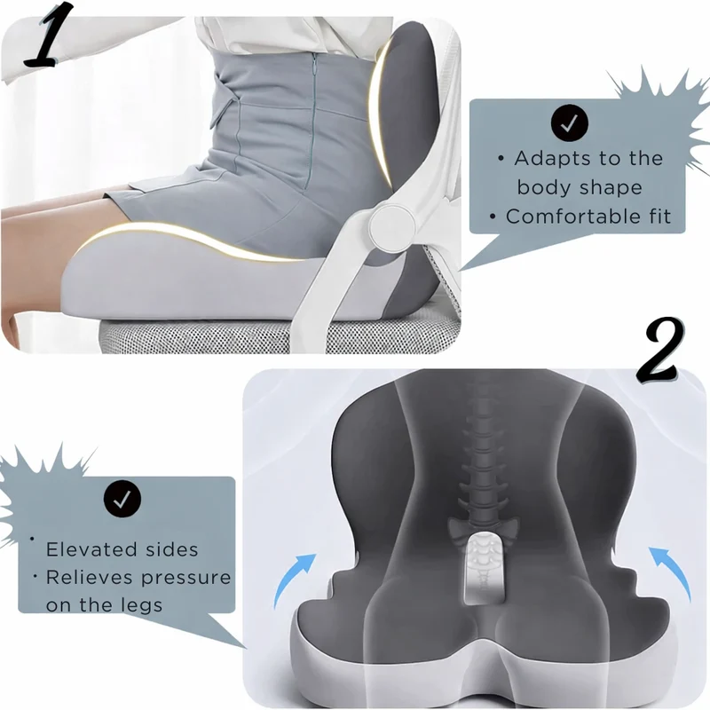 Ergonomisch Zitkussen – Memory Foam, Antislip & Wasbare Hoes
