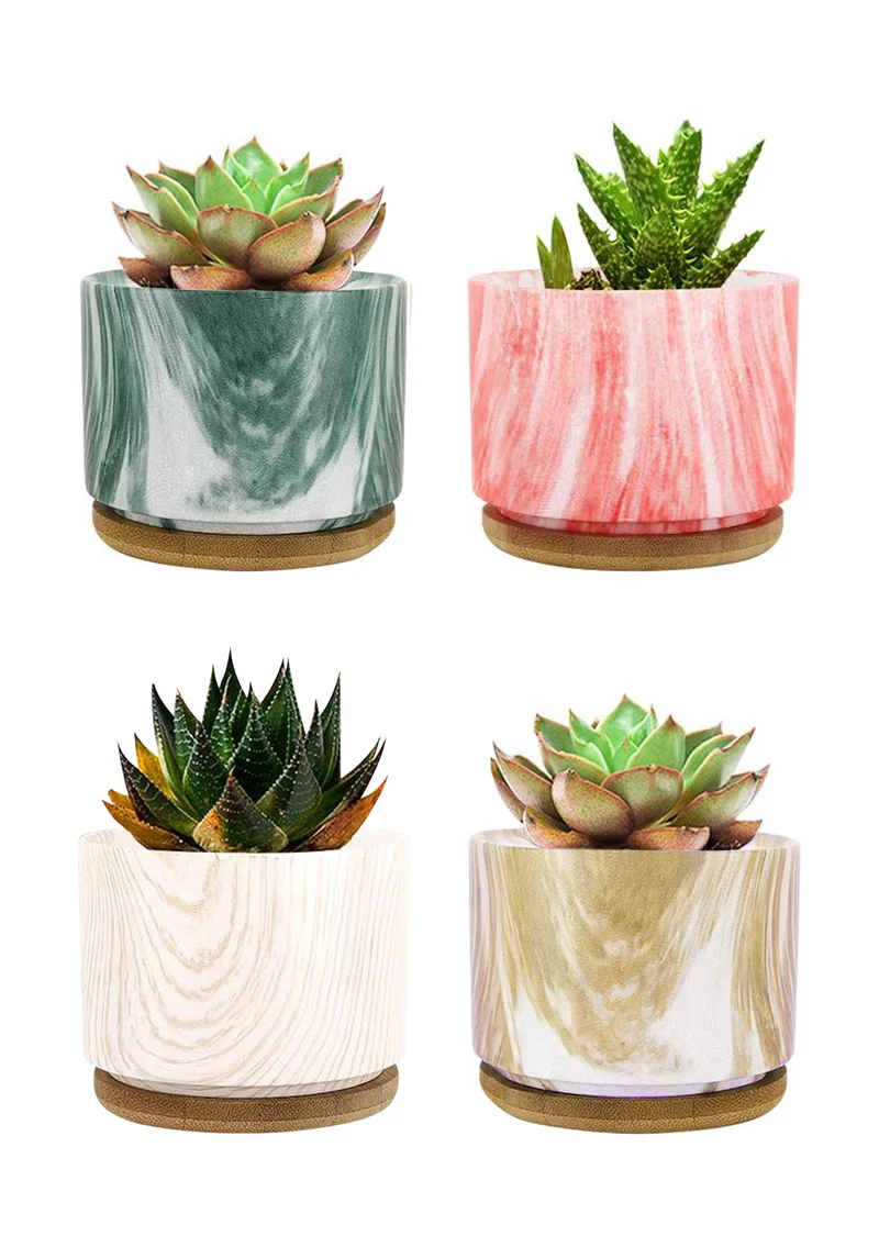 Set 4 Pezzi Vasi In Ceramica Con Decorazioni Fiori Piante Grasse Il Grupponeil