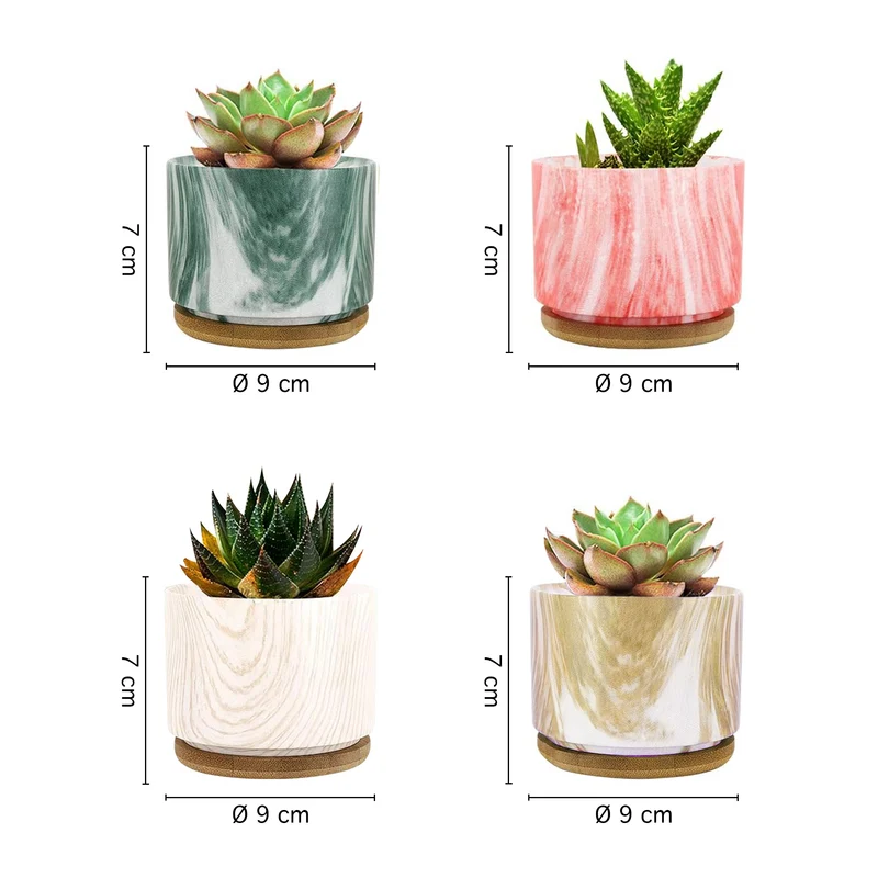 Set 4 Pezzi Vasi In Ceramica Con Decorazioni Fiori Piante Grasse Il Grupponeil