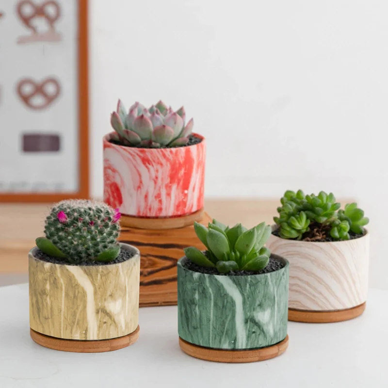 Set 4 Pezzi Vasi In Ceramica Con Decorazioni Fiori Piante Grasse Il Grupponeil