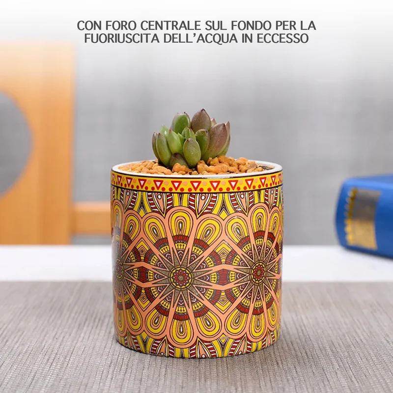 Set 4 Pezzi Vasi In Ceramica Con Decorazioni Fiori Piante Grasse Il Grupponeil