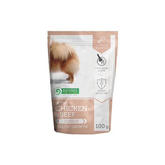 NATURE'S PROTECTION UMIDO CANE POUCH MINI JUNIOR DOG BEEF & CHICKEN 100gr