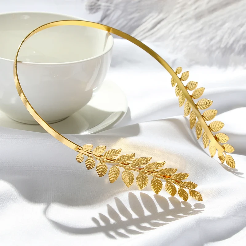 Bladgoud tiara bruid – Penelope haarband carnaval hoofdtooi
