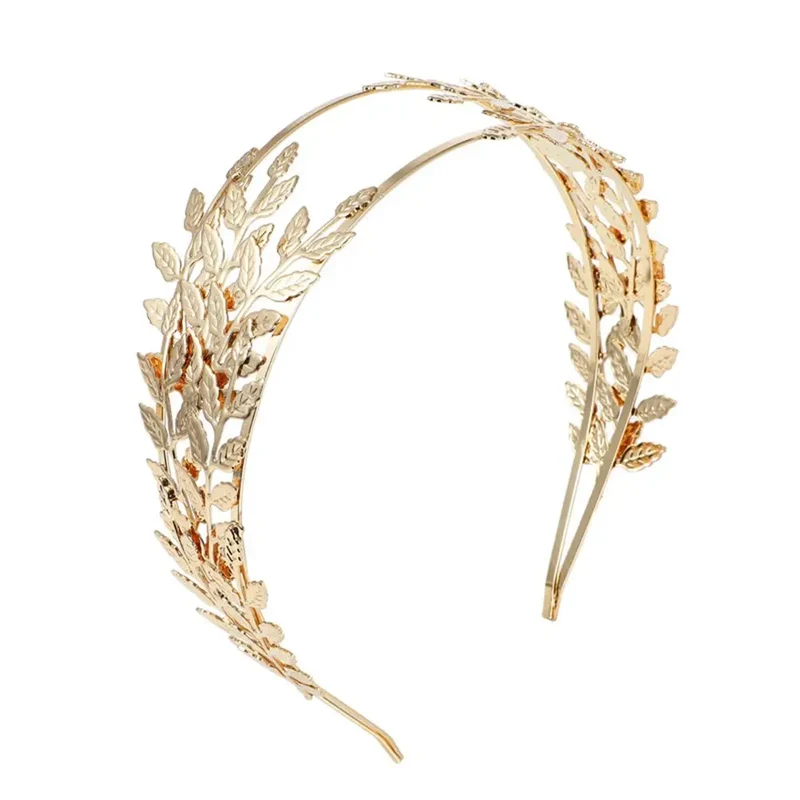 Bladgoud tiara bruid – Penelope haarband carnaval hoofdtooi