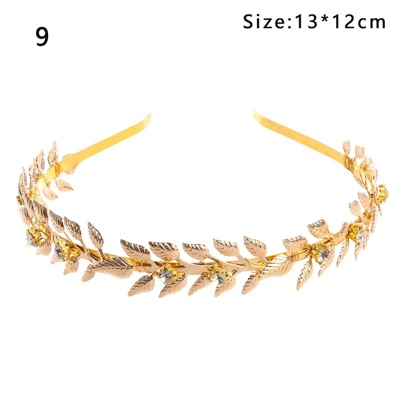 Bladgoud tiara bruid – Penelope haarband carnaval hoofdtooi