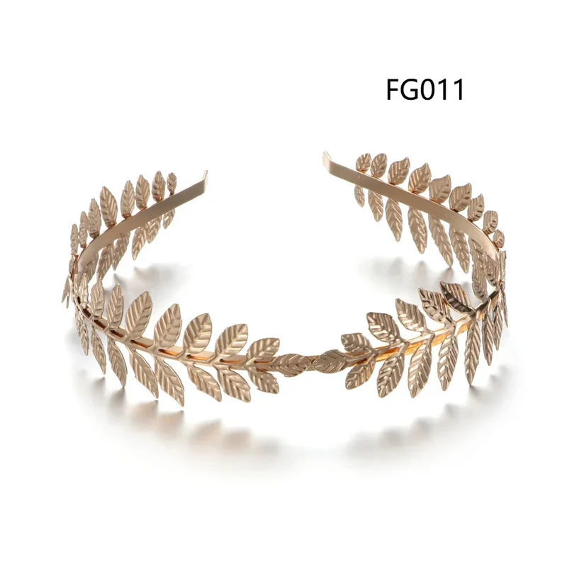 Bladgoud tiara bruid – Penelope haarband carnaval hoofdtooi