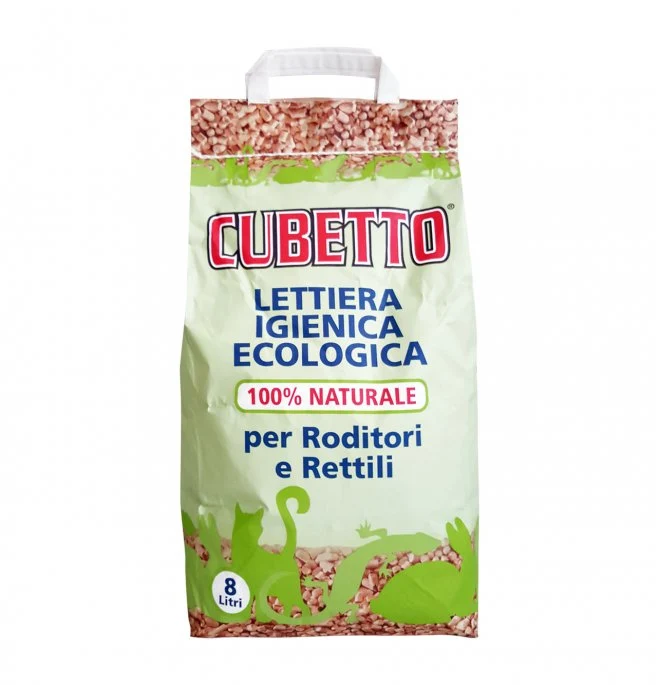 CUBETTO LETTIERA IGIENICA ECOLOGICA PER RODITORI E RETTILI DA 8 LITRI (5KG)