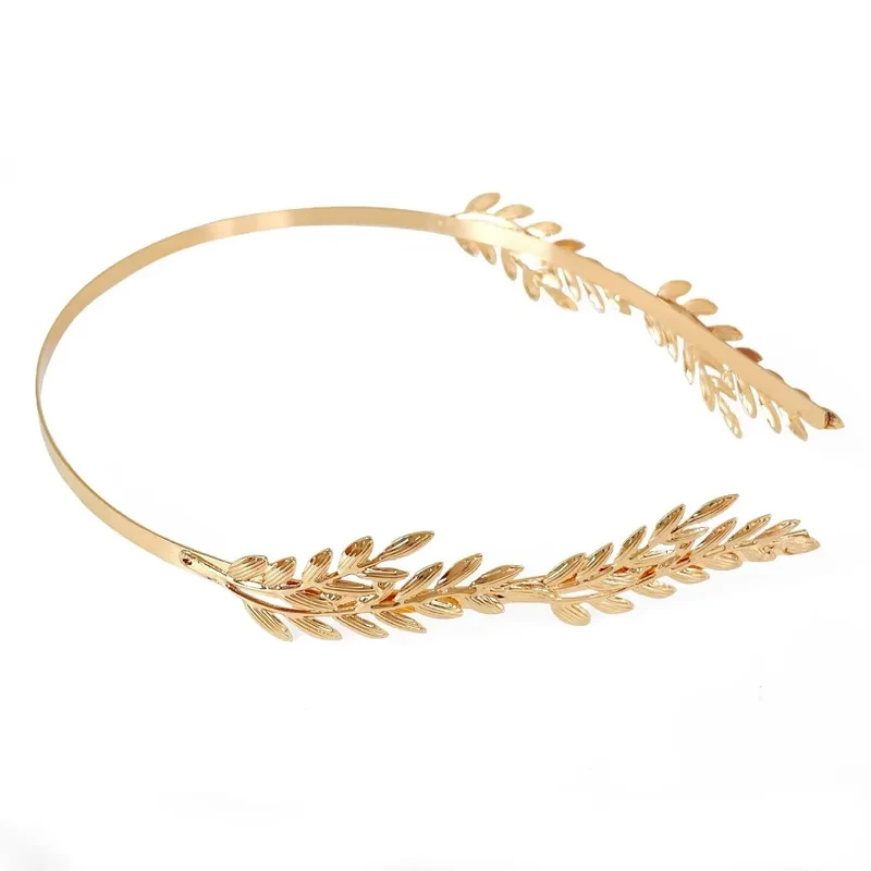 Gouden haarband met bladmotief – Penelope haarband carnaval hoofdtooi