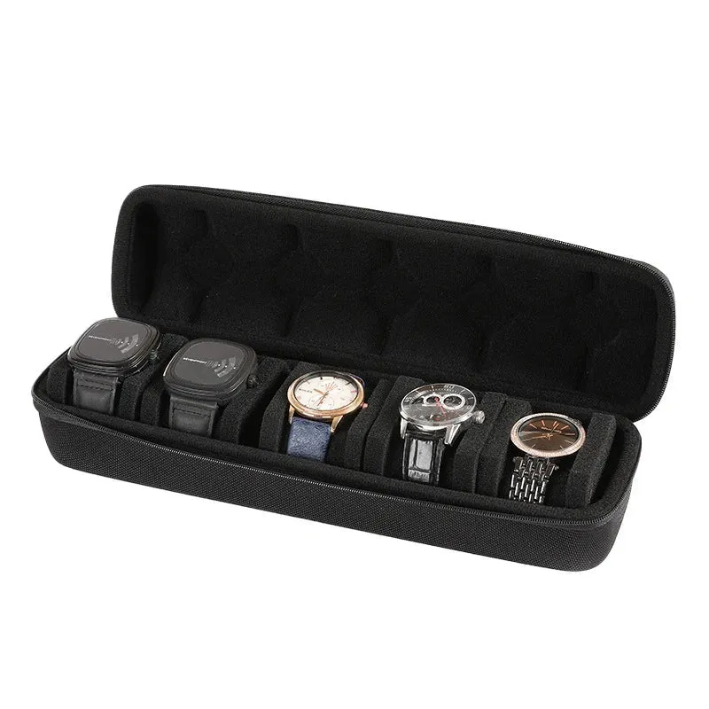 Horlogekoffer – Reisetui voor 5 of 15 Horloges met Ritssluiting en Handvat