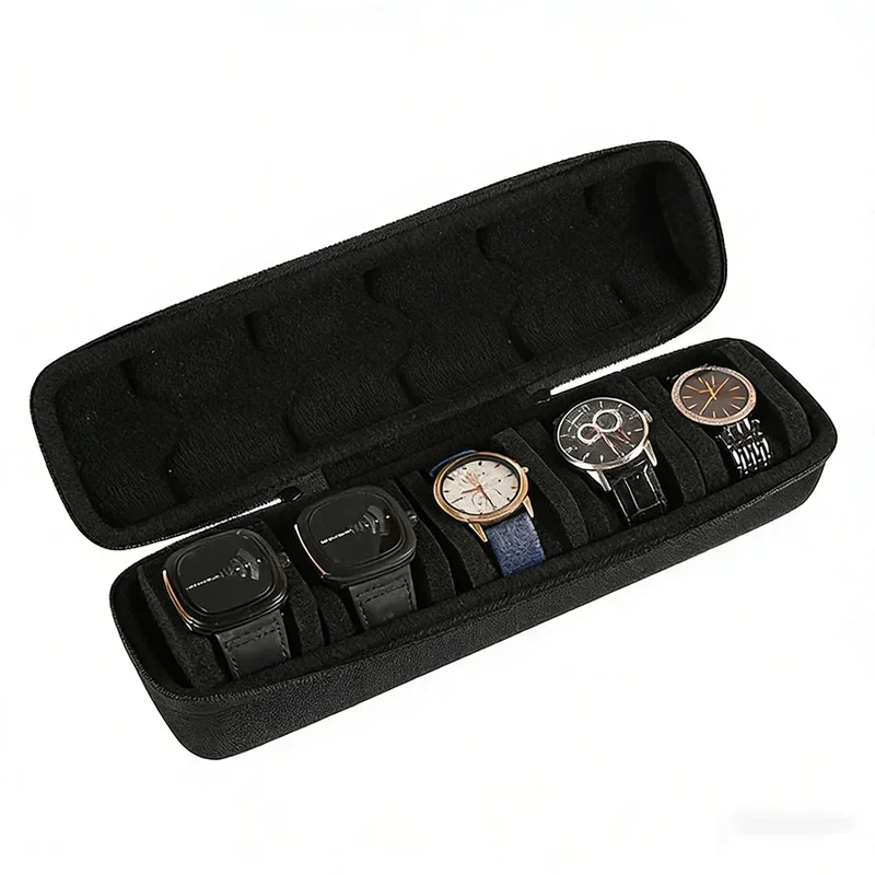 Horlogekoffer – Reisetui voor 5 of 15 Horloges met Ritssluiting en Handvat