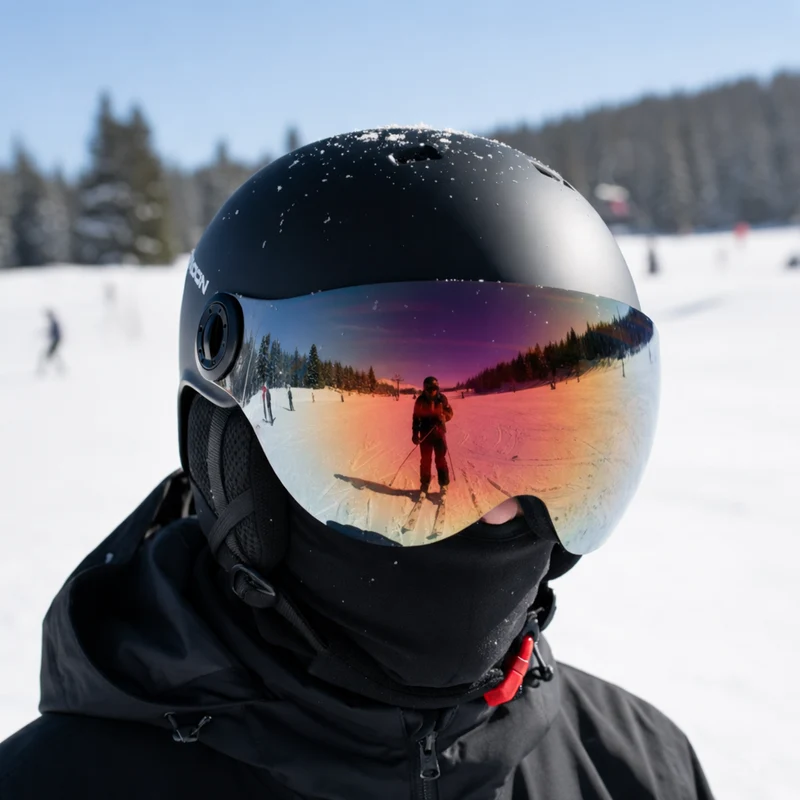 Skihelm – Verstelbaar met Afneembare Vizier & Ademend Design